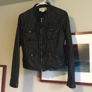 Michael Kors | genuine leather black moto jacket L
